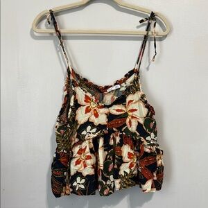 Patrons of Peace Floral Cropped Peplum Top Size Large